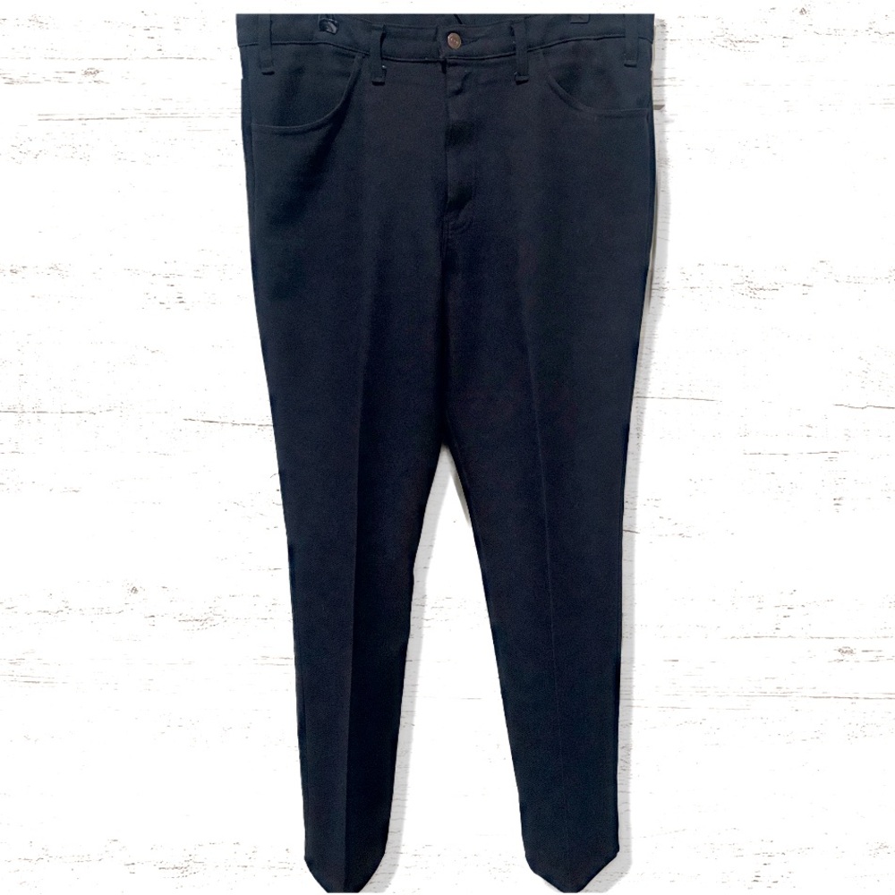 Rare Levi's Vintage Black & Gold Tab Black Polyester Slim Boot Cut Pants 38x32